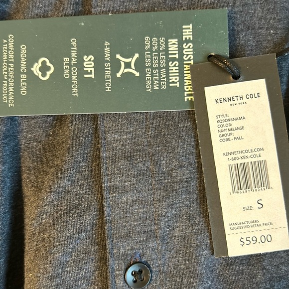 Kenneth Cole Men’s Short Sleeve Cotton Button Down Shirt, Size S - Picture 8 of 9